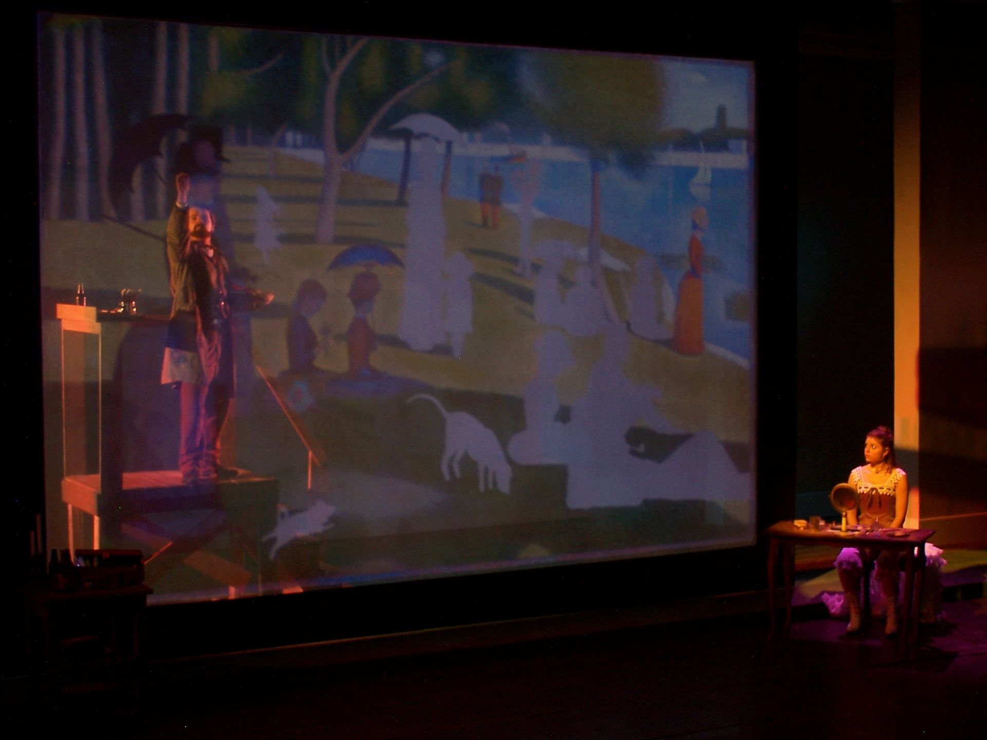 Sunday In The Park With George — the Chromolume projection of the Seurat painting filling the upstage screen